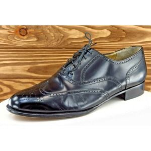 H.H. Brown Shoes Size 10.5‎ M Black Wingtip Oxfords Leather Men 3049X